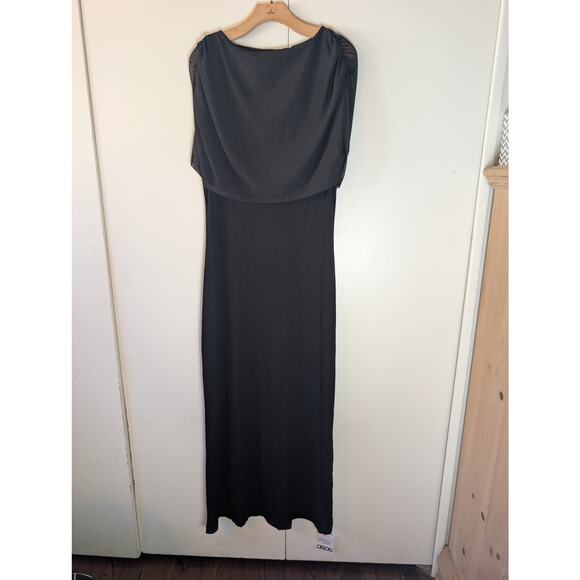 ASOS Design Mesh Cape Detail Black Maxi Dress - Picture 2 of 12